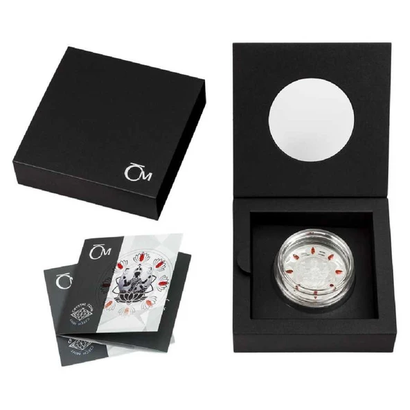 AgaKulche Diwali Festivali Kristal Taşlı Gümüş Sikke Coin - Resim 6