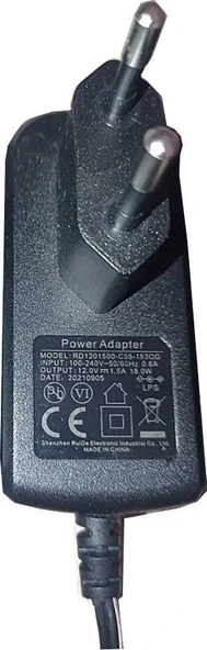 12V 1.5A Modem ve Arduino Uyumlu Plastik Kasa Priz Tipi Adaptör RD1201500-C55-153OG - Resim 3