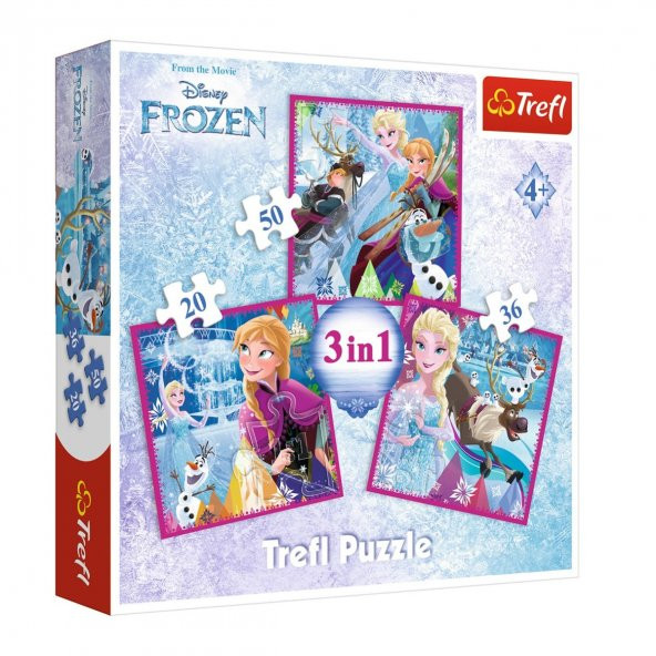 34832 Trefl, Frozen Winter Magic 3lü 20+36+50 Parça Puzzle