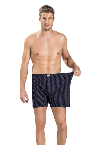 Jiber 184 Büyük Beden Erkek 3'lü Önü Düğmeli Rahat Boxer - 2