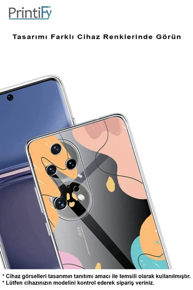 PrintiFy  Huawei Psmart 2019 Uyumlu Kamera Korumalı Karışık Renkler Tasarımlı Şeffaf Kılıf