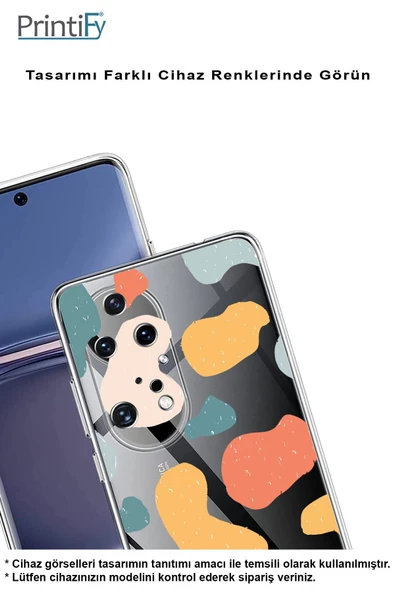 PrintiFy  Vivo Y16 Uyumlu Kamera Korumalı Geometrik Şekiller Tasarımlı Şeffaf Kılıf ürün görseli 1