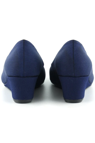 Erkan Saçmacı Maya Lacivert Krep Dolgu Topuklu Ayakkabı - Resim 3