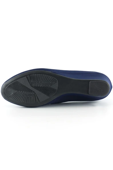 Erkan Saçmacı Maya Lacivert Krep Dolgu Topuklu Ayakkabı - Resim 4
