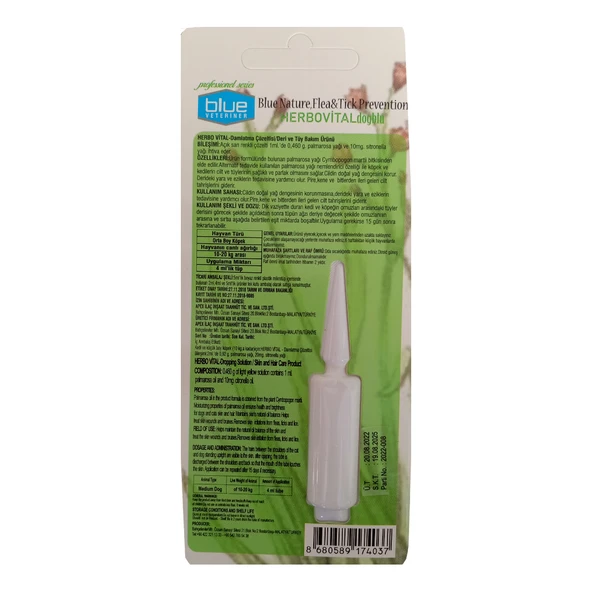 Blue Veteriner Herbiovital Bitkisel Köpek Damlası 4 ml ( 10-20 kg ) - 2