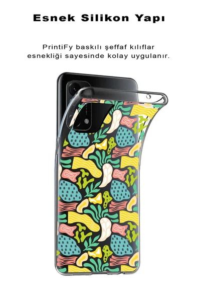 PrintiFy  Tecno Spark 7T ile Uyumlu 1mm Kapak Memphis Desen Tasarımlı Şeffaf Silikon Kılıf - 2
