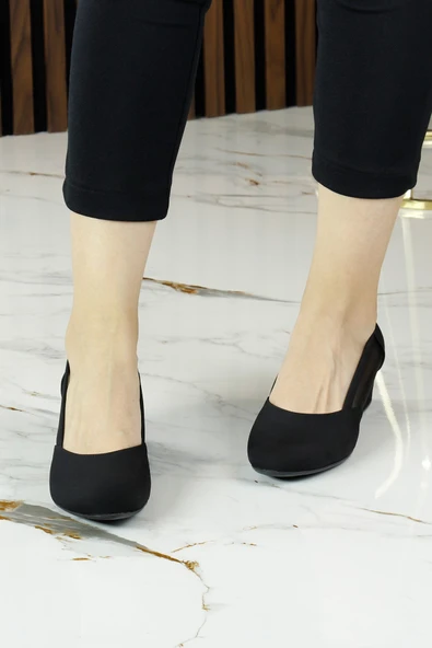 Erkan Saçmacı Evelyn Siyah Krep Fileli Dolgu Topuklu Ayakkabı - Resim 7