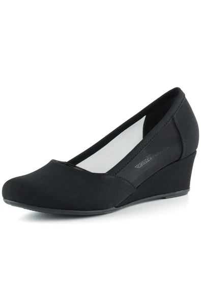 Erkan Saçmacı Evelyn Siyah Krep Fileli Dolgu Topuklu Ayakkabı - Resim 2