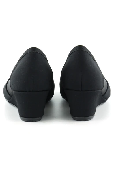 Erkan Saçmacı Evelyn Siyah Krep Fileli Dolgu Topuklu Ayakkabı - Resim 4