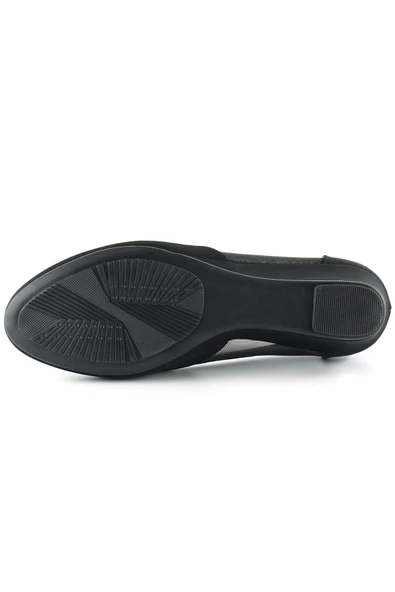 Erkan Saçmacı Evelyn Siyah Krep Fileli Dolgu Topuklu Ayakkabı - Resim 5