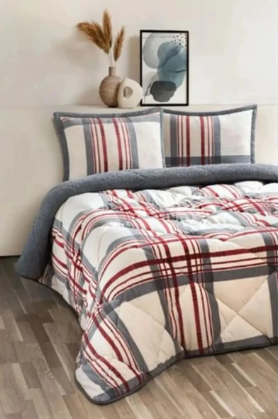 Merinos Comforter Set, Tek Kişilik Yorgan Seti (160x240)-Wera Kırmızı (İçi Krem)