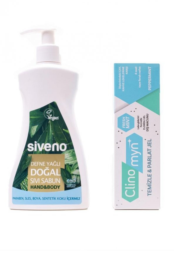 Siveno Defne Yağlı Doğal Sıvı Sabun 300 ml +Clinomyn Temizle & Parlat Jell 75 ml