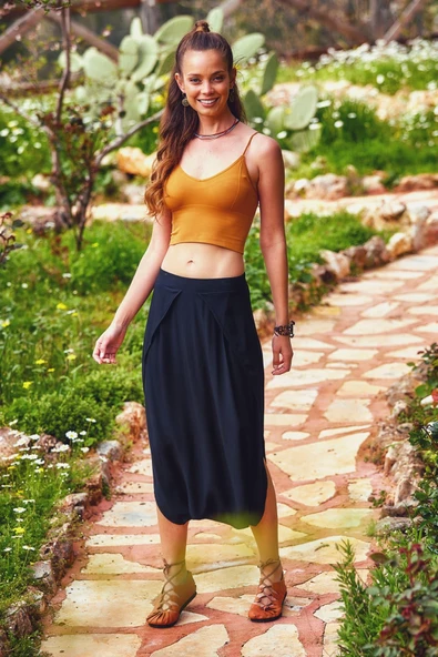 Düşük Lastikli Bel Etek Pantolon