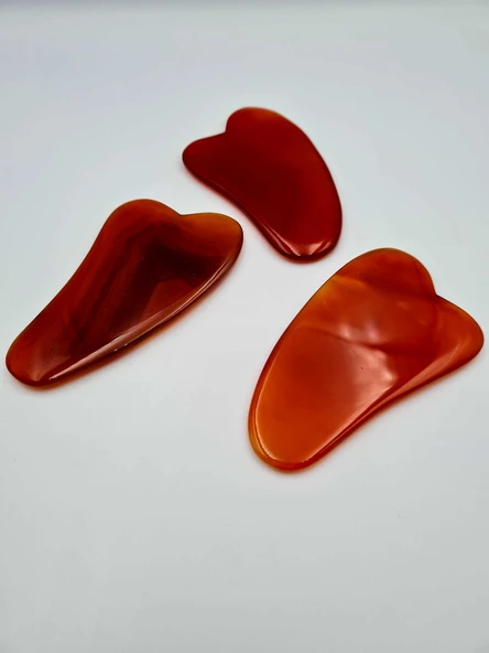 GÜMÜŞTEL EL SANATLARI Sertifikalı Akik Taşı Orijinal Doğal Taş Gua Sha Masaj Taşı - 4