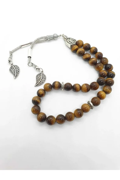 GÜMÜŞTEL EL SANATLARI Sertifikalı Kaplan Gözü Doğal Taş Tesbih 8 Mm - 2