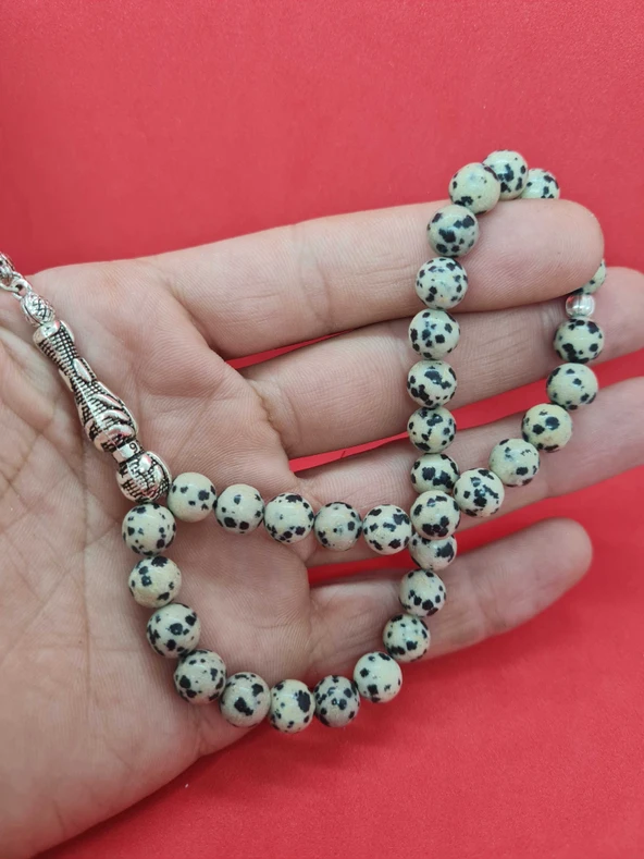 GÜMÜŞTEL EL SANATLARI Sertifikalı Jasper Doğal Taş Tesbih 8 Mm Bıldırcın Model