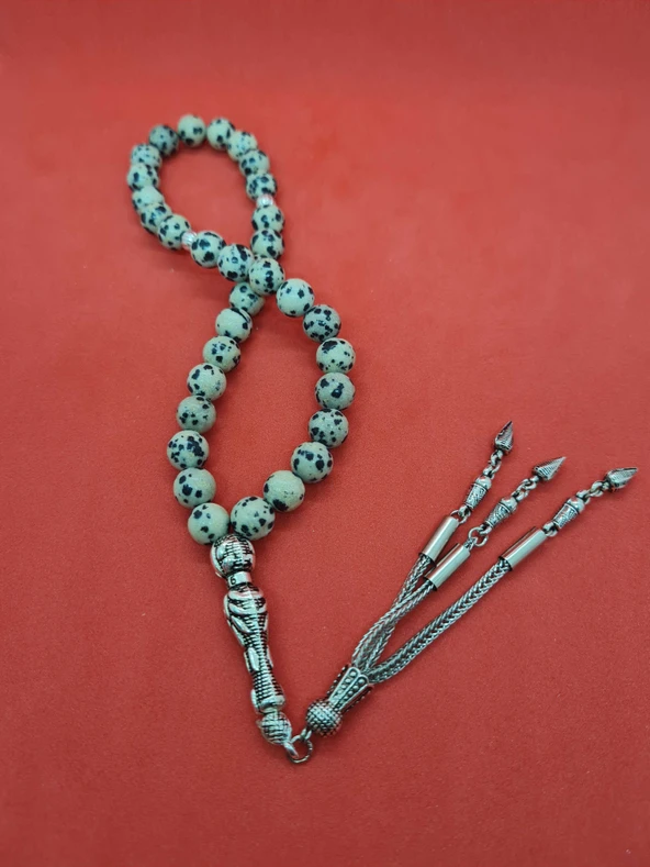 GÜMÜŞTEL EL SANATLARI Sertifikalı Jasper Doğal Taş Tesbih 8 Mm Bıldırcın Model - Resim 3