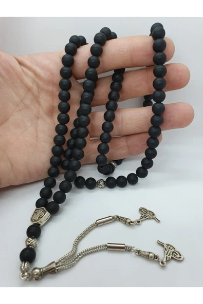 GÜMÜŞTEL EL SANATLARI Sertifikalı Oniks Taşı Doğal Taş Namaz Tesbihi