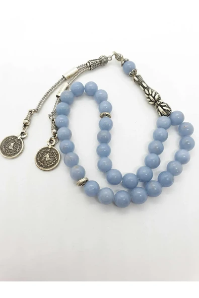 GÜMÜŞTEL EL SANATLARI Sertifikalı Anjelit Melek Taşı 8 Mm Orijinal Doğal Taş Tesbih - 2