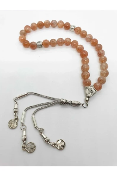 GÜMÜŞTEL EL SANATLARI Sertifikalı Güneş Doğal Taş Tesbih 8 Mm Bal Renk - 2