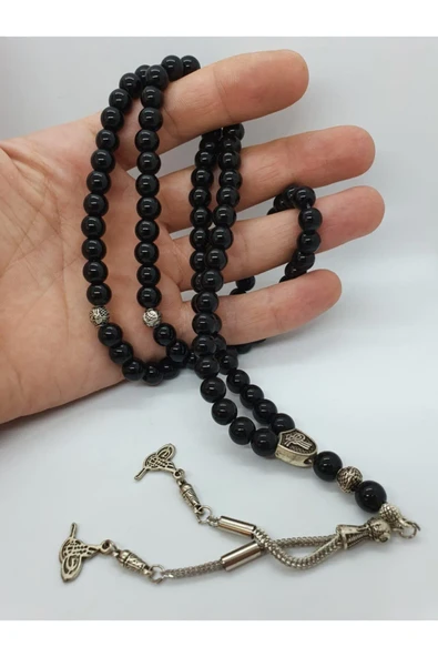 GÜMÜŞTEL EL SANATLARI Sertifikalı Oniks Taşı Doğal Taş Namaz Tesbihi