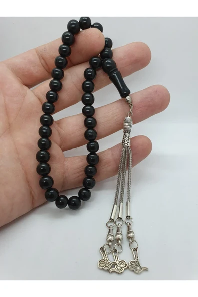 GÜMÜŞTEL EL SANATLARI Sertifikalı Gürcü Oltu Taşı Doğal Taş Tesbih 8mm