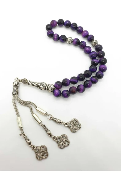 GÜMÜŞTEL EL SANATLARI Sertifikalı Kaplan Gözü Doğal Taş Tesbih 8 Mm Kalite Aaa - Resim 2