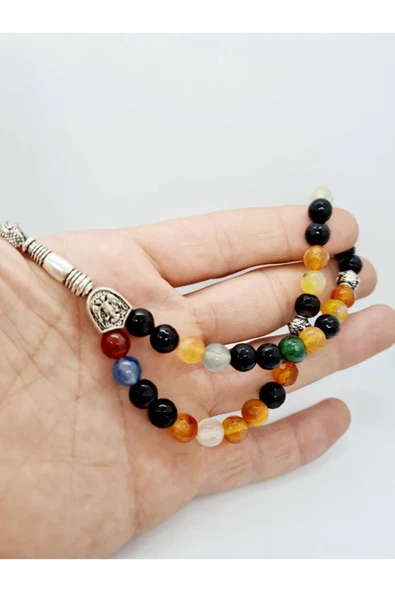 GÜMÜŞTEL EL SANATLARI Sertifikalı Doğal Taş Akik Tesbih Faset Kesim 8mm