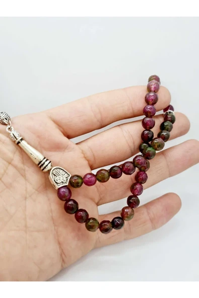GÜMÜŞTEL EL SANATLARI Sertifikalı Akik Doğal Taş Faset Kesim Tesbih 8mm