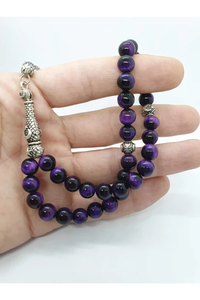 GÜMÜŞTEL EL SANATLARI Sertifikalı Kaplan Gözü Doğal Taş Tesbih 8 Mm Kalite Aaa - Resim 3