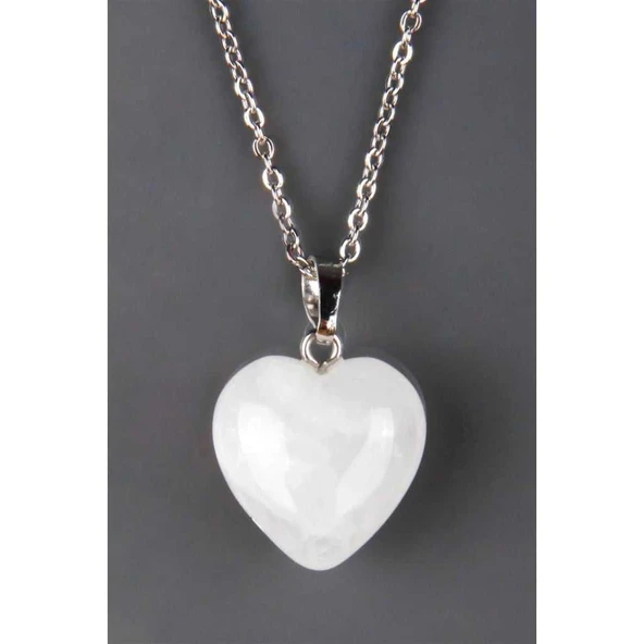 GÜMÜŞTEL EL SANATLARI Sertifikalı Kristal Kuvars Doğal Taş Kalp Kolye Sürpriz - Resim 3