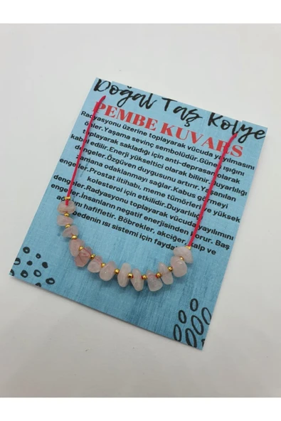 GÜMÜŞTEL EL SANATLARI Sertifikalı Pembe Kuvars Taşı Tasarım Kolye Ayarlanabilir Orijinal Doğal Taş Çok Fonksiyonlu Kolye - Resim 2