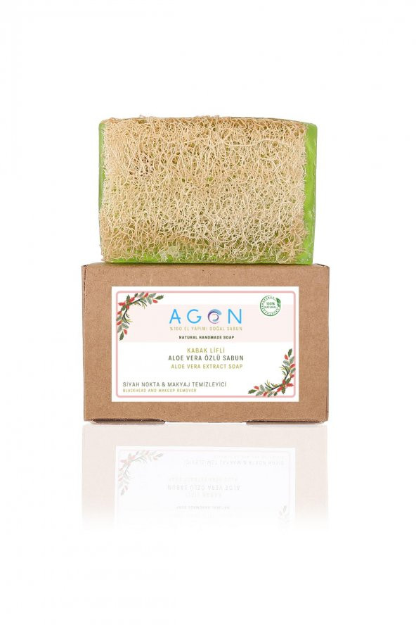 100 El Yapımı Doğal Kabak Lifli Aloe Vera Özlü Sabun - 2