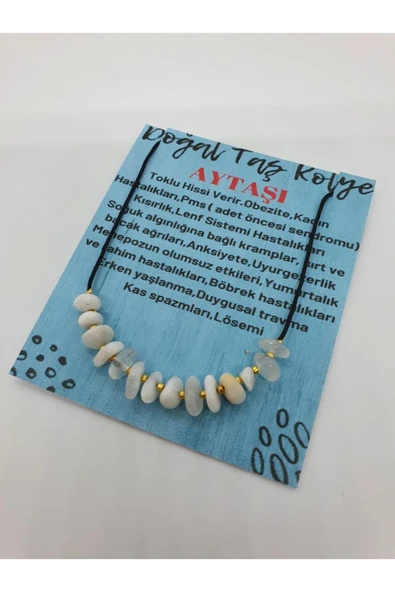 GÜMÜŞTEL EL SANATLARI Sertifikalı Aytaşı Doğal Taş Tasarım Kolye Ayarlanabilir Orijinal Doğal Taş Çok Fonksiyonlu Kolye - Resim 2