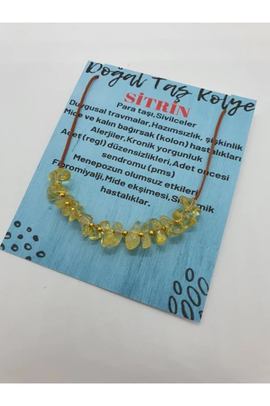 GÜMÜŞTEL EL SANATLARI Sertifikalı Sitrin Taşı Tasarım Kolye Ayarlanabilir Orijinal Doğal Taş Çok Fonksiyonlu Kolye - Resim 2
