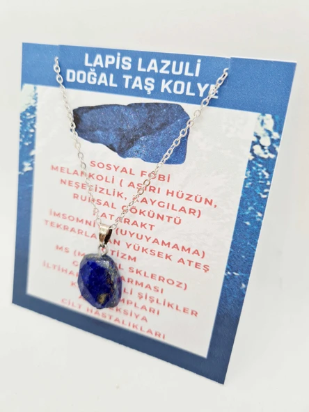 GÜMÜŞTEL EL SANATLARI Sertifikalı Orijinal Doğal Taş Lapis Lazuli Taşı Kolye Aaa Kalite