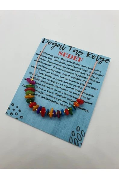 GÜMÜŞTEL EL SANATLARI Sertifikalı Renkli Sedef Taşı Tasarım Kolye Ayarlanabilir Orijinal Doğal Taş Çok Fonksiyonlu Kolye - Resim 2