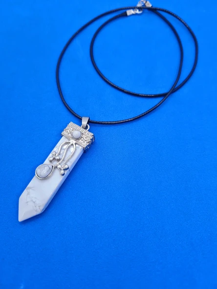 GÜMÜŞTEL EL SANATLARI Sertifikalı Havlit Doğal Taş Tasarım Kolye - Resim 2