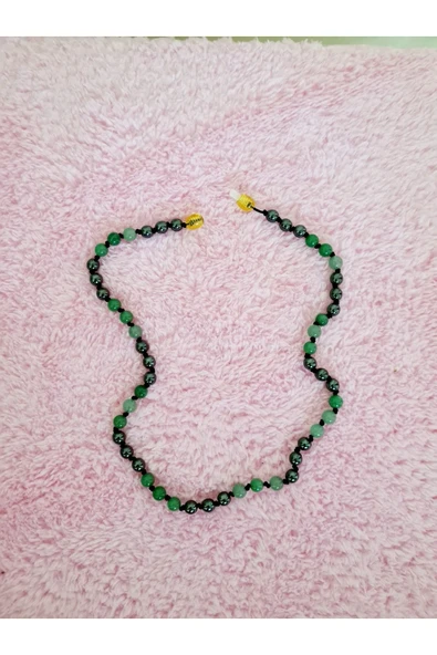 GÜMÜŞTEL EL SANATLARI Sertifikalı Doğal Taş Tasarım Kolye Aventurin Hematit Doğal Taş Kolye - Resim 3