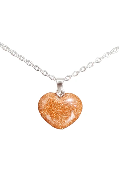 GÜMÜŞTEL EL SANATLARI Sertifikalı Yıldız Kahverengi Doğal Taş Kalp Model Kolye ürün görseli 1