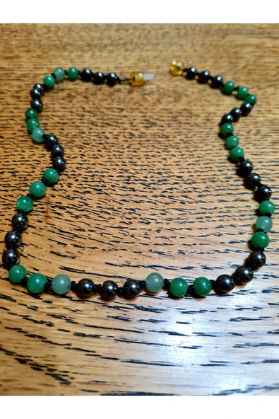 GÜMÜŞTEL EL SANATLARI Sertifikalı Doğal Taş Tasarım Kolye Aventurin Hematit Doğal Taş Kolye - Resim 2