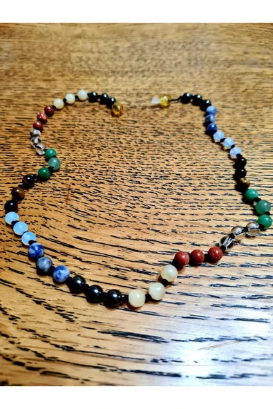 GÜMÜŞTEL EL SANATLARI Doğal Taş Tasarım Kolye Hematit Sodalit Opal Kaplan Gözü Aventurin Kristal Kuvars Yıldız Kalsit - 3