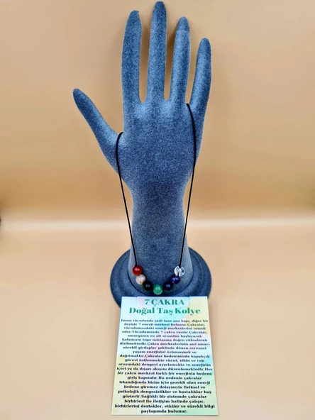 GÜMÜŞTEL EL SANATLARI Sertifikalı Doğal 7 Çakra Tasarım Kolye Doğal Taş 8 Mm - 5