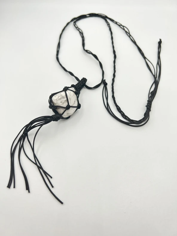 GÜMÜŞTEL EL SANATLARI Sertifikalı Havlit Doğal Taş Tasarım Kolye El Yapımı Örgü Model Aaa Kalite - Resim 2