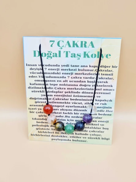 GÜMÜŞTEL EL SANATLARI Sertifikalı Doğal 7 Çakra Tasarım Kolye Doğal Taş 8 Mm - 3