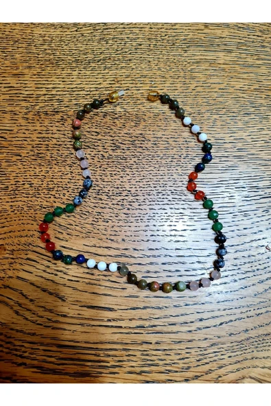 GÜMÜŞTEL EL SANATLARI Sertifikalı Doğal Taş Tasarım Kolye Labradorit,aytaşı,azurit,akik,yeşim,obsidyen,pembe Kuvars,unakit - Resim 4