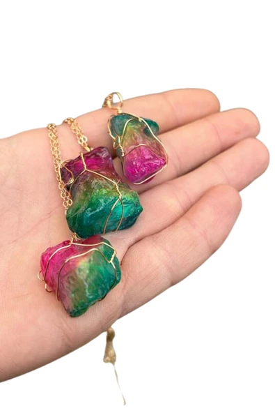 GÜMÜŞTEL EL SANATLARI Sertifikalı Aura Kuvars Özel Model Kolye Tasarım Aaa Kalite - Resim 3