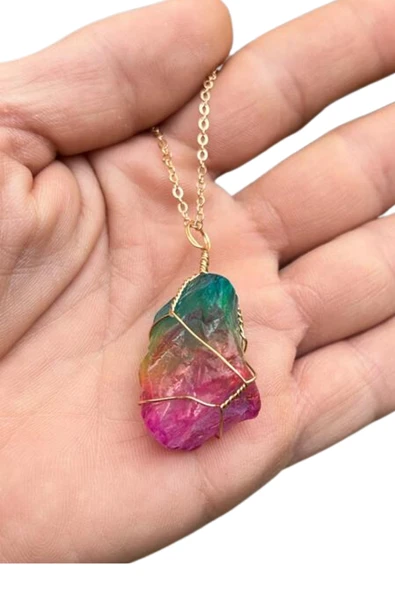 GÜMÜŞTEL EL SANATLARI Sertifikalı Aura Kuvars Özel Model Kolye Tasarım Aaa Kalite - Resim 2