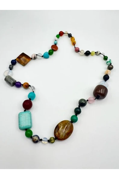 GÜMÜŞTEL EL SANATLARI Sertifikalı Doğal Taş Tasarım Kolye Aaa Kalite Özel Tasarım El Işçiliği - Resim 2