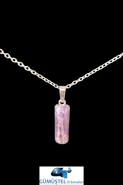 GÜMÜŞTEL EL SANATLARI Sertifikalı Ametist Doğal Taş Kolye Özel Kesim - Resim 2